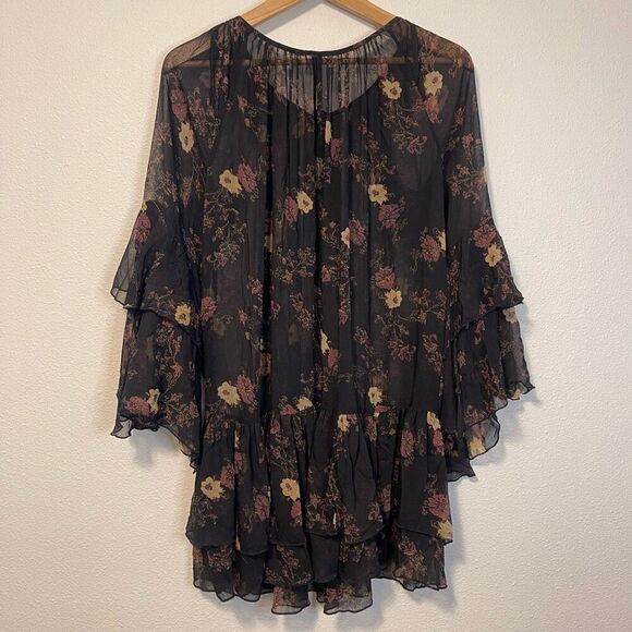 Free People Sunsetter Sheer Floral Dress Size Medium - Picture 8 of 9